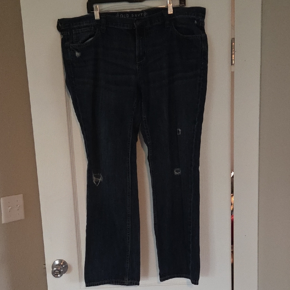 Old Navy Women's Distressed Navy Jeans Size 18R